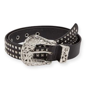 Studded Black Buckle Belt